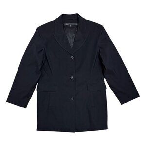 FLEET STREET Black Vintage Retro Long Trench Business Jacket Coat Womens Large
